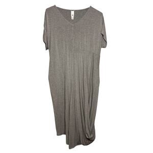 Wynne Layers Dress Size Large Heather Gray Lagenlook Draped Short Sleeve Layer